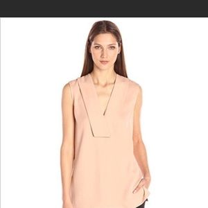 Theory blush color silk sleeveless blouse